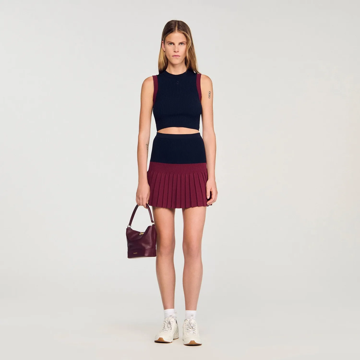 Arielle Short Two-Tone Pleated Skirt Navy Blue (1) Arielle Short Two-Tone Pleated Skirt Navy Blue - Image 2