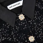 Black Sequin Boucle Satin Maxi Dress - Image 5