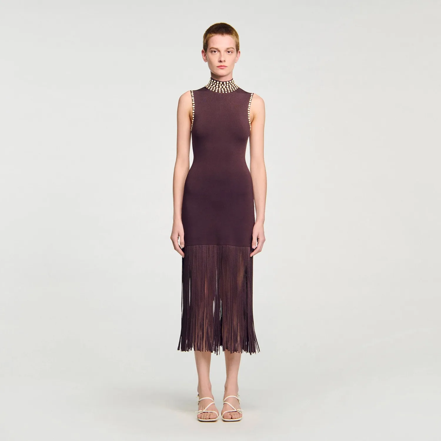 Cleopatre Fringed Knit Maxi Dress Brown (2) Cleopatre Fringed Knit Maxi Dress Brown - Image 3