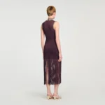 Cleopatre Fringed Knit Maxi Dress Brown - Image 2