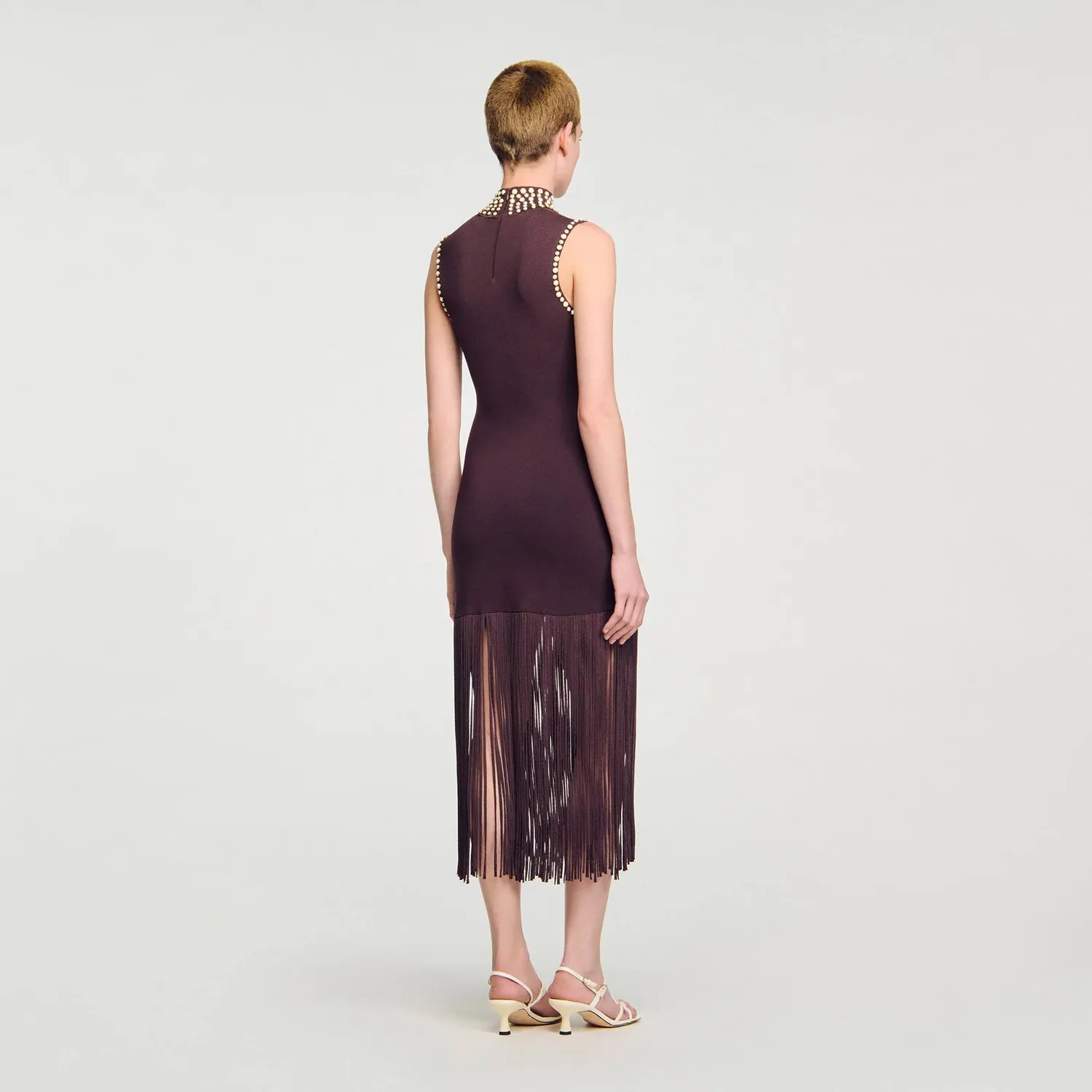 Cleopatre Fringed Knit Maxi Dress Brown (3) Cleopatre Fringed Knit Maxi Dress Brown - Image 2