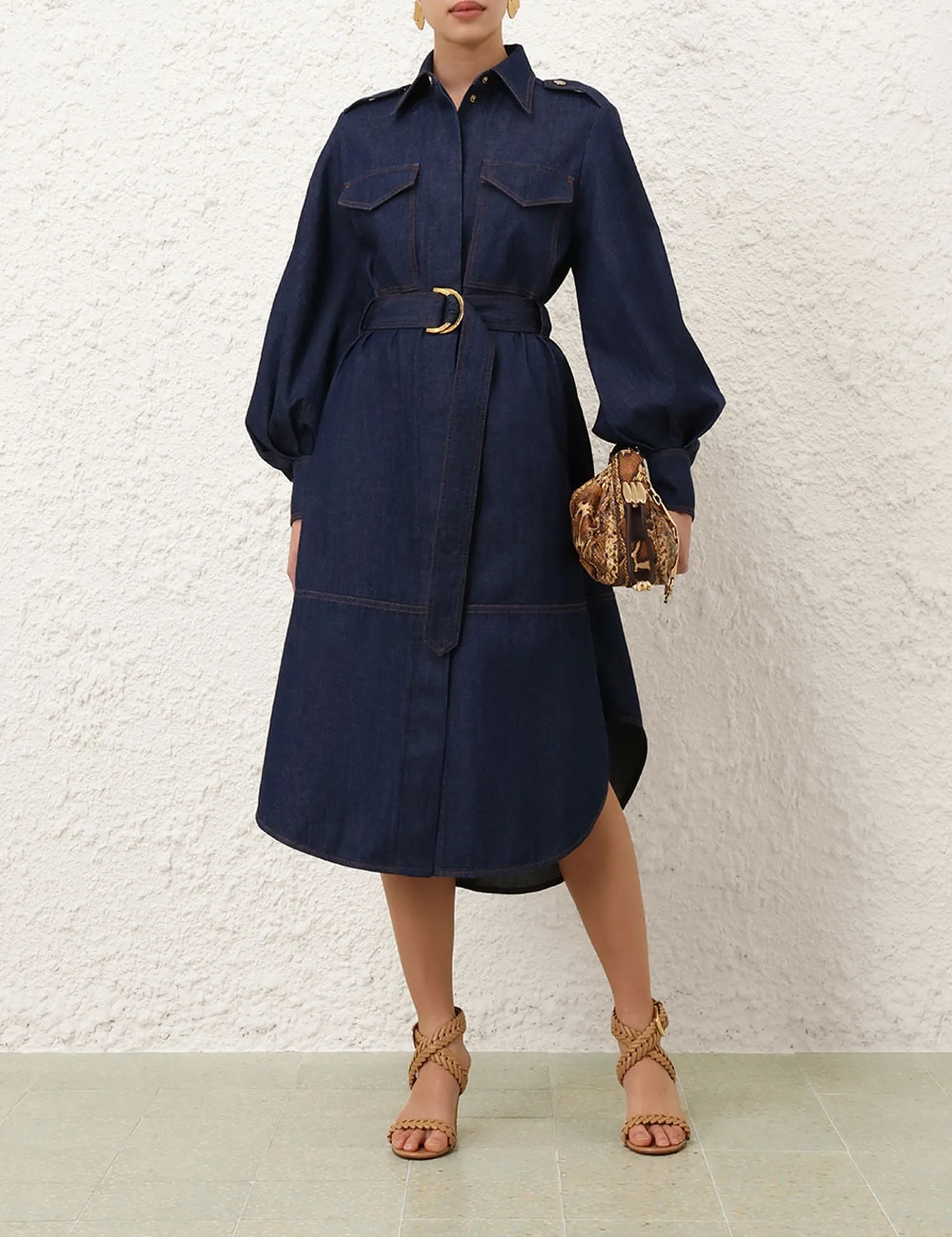 Denim Cargo Midi Dress (1) Denim Cargo Midi Dress - Image 1