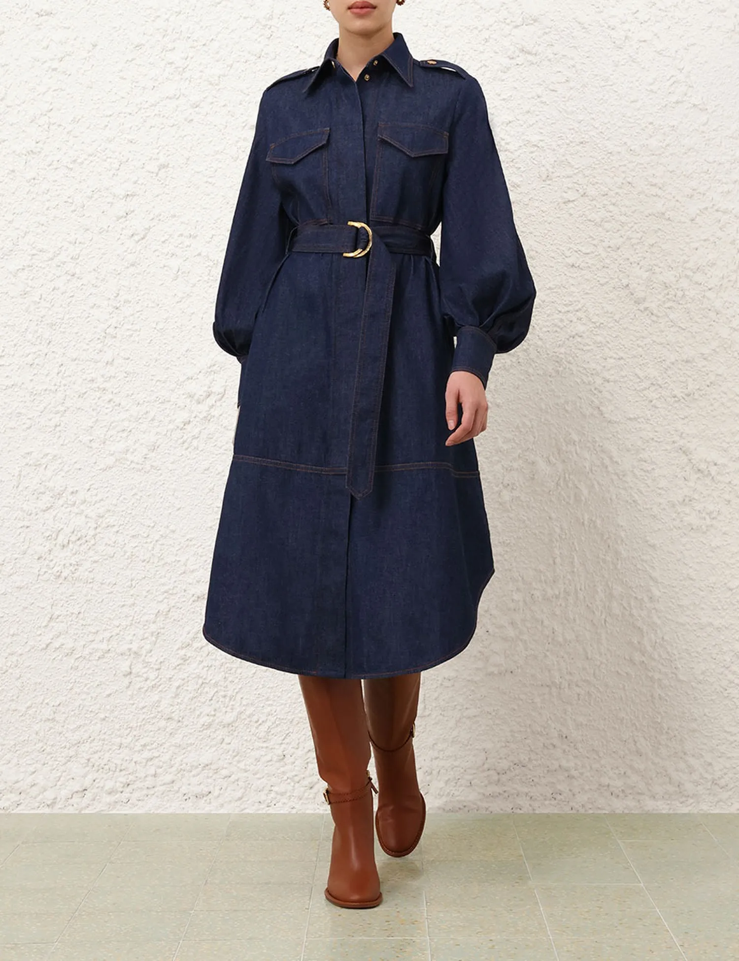 Denim Cargo Midi Dress (4) Denim Cargo Midi Dress - Image 4
