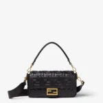Iconic Baguette Medium Black Leather Bag