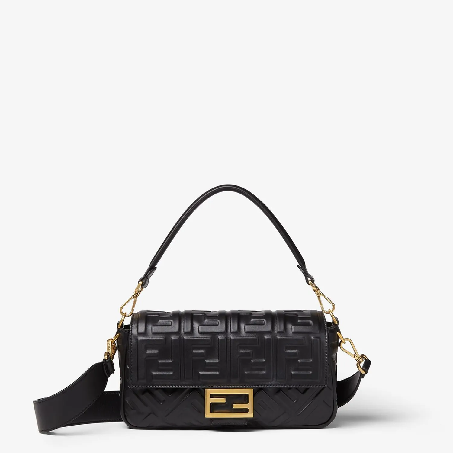 Iconic Baguette Medium Black Leather Bag (1) Iconic Baguette Medium Black Leather Bag - Image 1